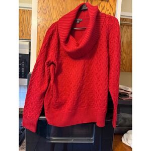 Covington Red Cable Knit Cowl Neck Sweater Womens XL Long Sleeve Winter Pullover